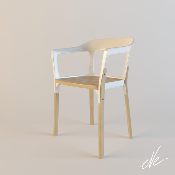 3ds magis steel wood - Magis steel wood chairs by eve.happy